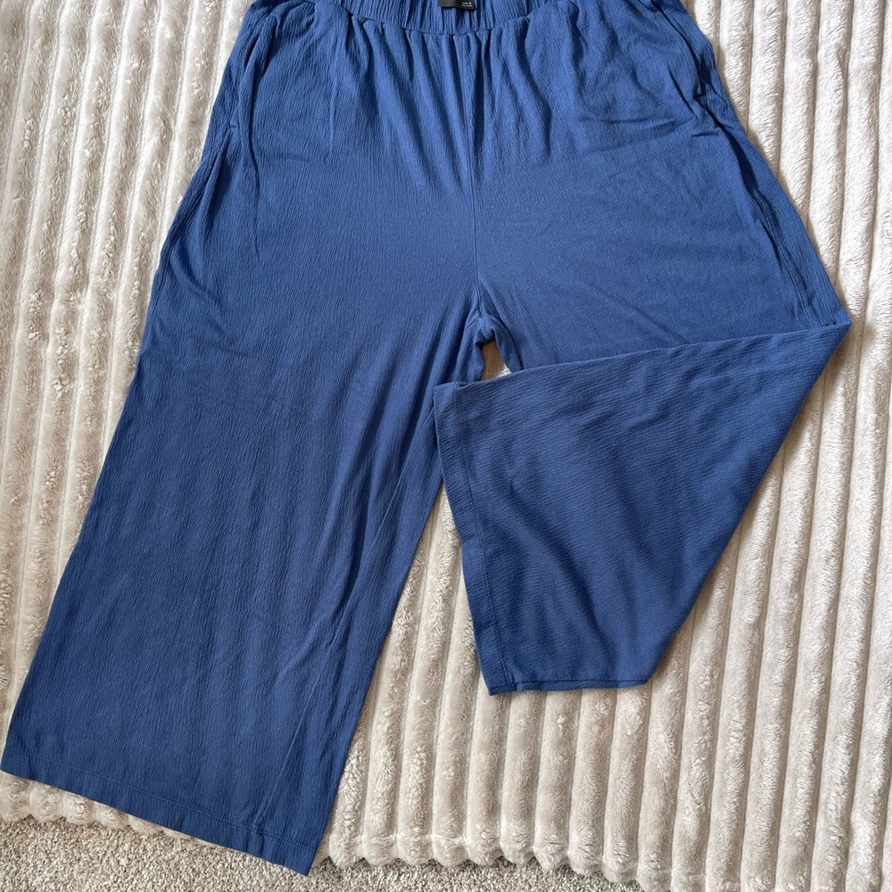 Eddie Bauer Textured Blue Cropped Pants